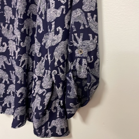 MIX women's blouse, Navy with white elephants design Top Blouse , M, Like New!, - Picture 6 of 7